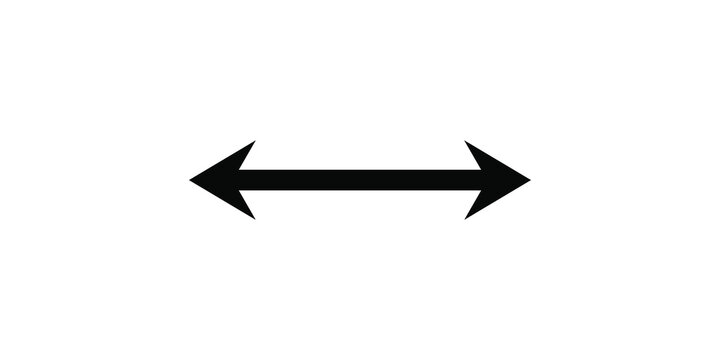 Horizontal double sided arrow symbol for bidirectional movement and spatial dimensions.