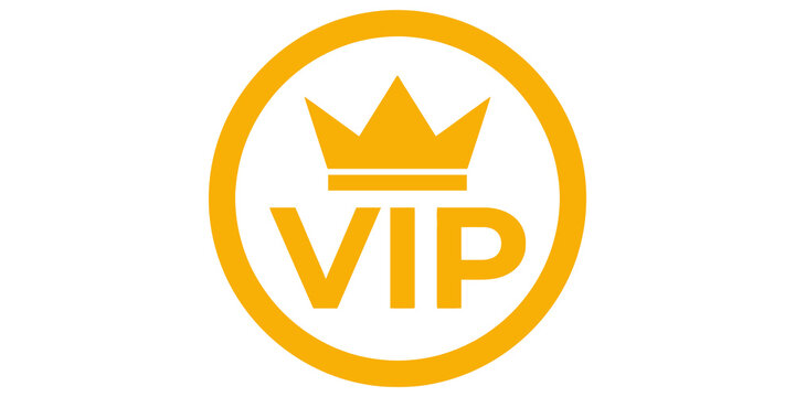 Bright yellow VIP symbol with a crown indicating exclusive access or status.