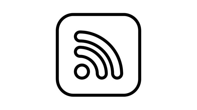 RSS Feed Icon - Simple Outline Symbol for Content Syndication and News Aggregation