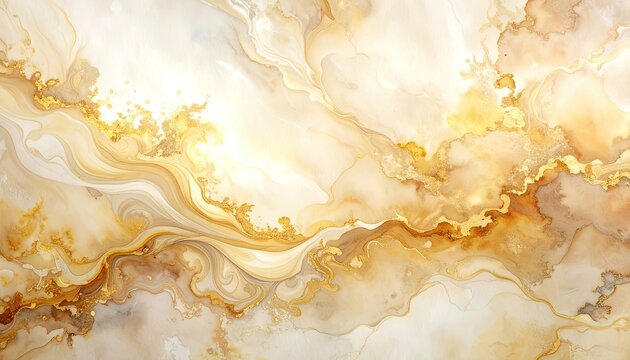 Ethereal golden swirls and textures create an abstract luminous background.