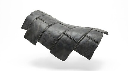 Fototapeta premium Dark gray stitched leather fabric floating sheet.