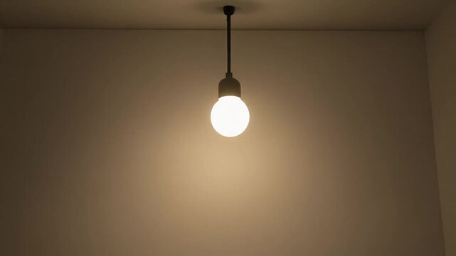 warm ceiling light bulb glowing in cozy indoor ambiance, 4k