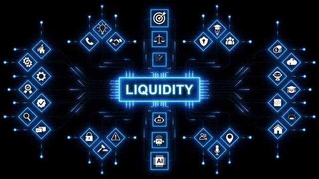 Liquidity management system with financial flow analysis and cash optimization workflow for corporate stability and investment strategy . with neon toolbox any item use for animation