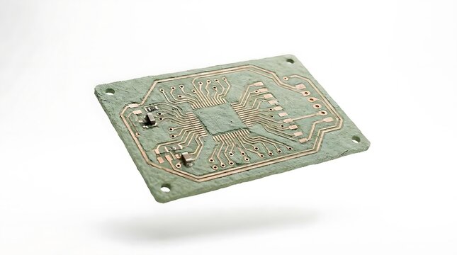 Vintage green electronic circuit board isolated