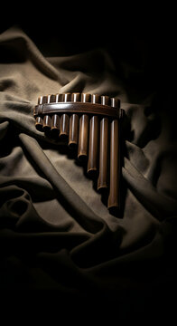 Ancient Wooden Pan Flute Musical Instrument.