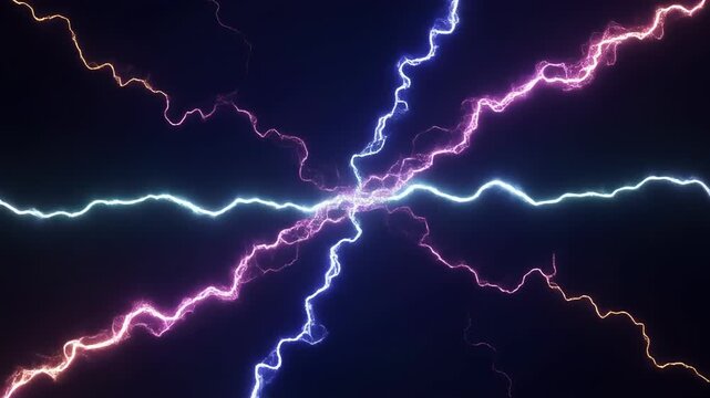 Electric storm lightning over dark night sky timelapse