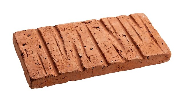Red clay brick with deep vertical textured grooves.