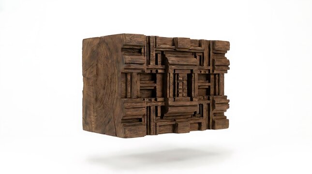Ornate carved wood block with intricate geometric details.