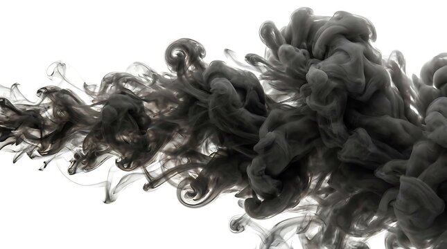 Swirling black ink cloud dispersing in clear water.