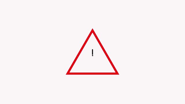 Animated red warning triangle sign with exclamation mark for safety alerts and hazard notifications caution