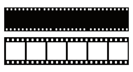 Fototapeta premium Black film strip with sprocket holes and empty frames.