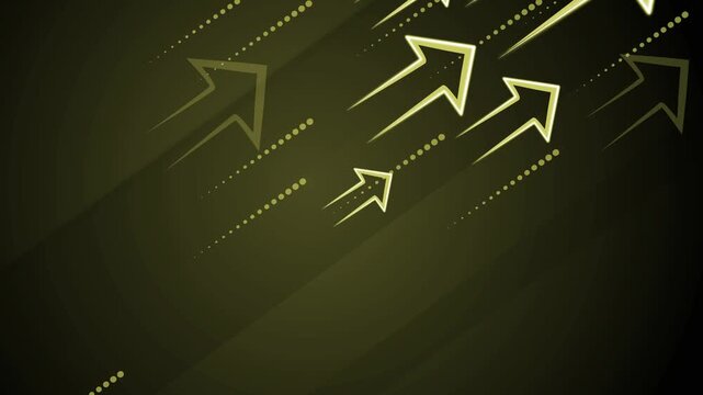 Abstract dark background with glowing upward arrows and diagonal dotted lines, suggesting growth progress and rising success animation