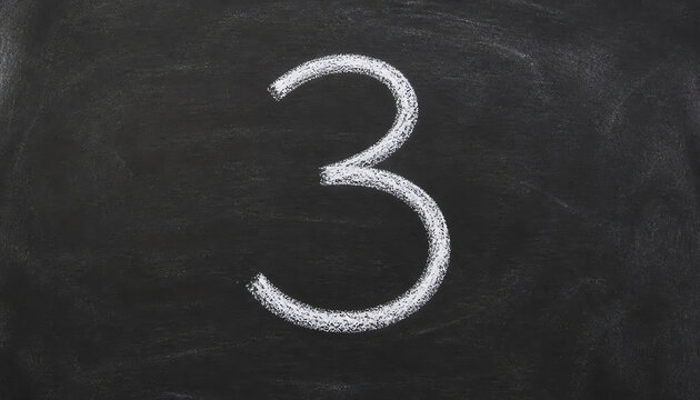 number three enumeration written with a chalk on the blackboard