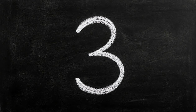number three enumeration written with a chalk on the blackboard