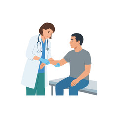 Fototapeta premium Female Physician Examining A Male Patient Arm During A Professional Medical Consultation Checkup