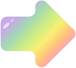 ぷるぷるしたイースターカラーグラデーションの立体矢印（右向き） © ろん じぇい