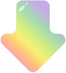 ぷるぷるしたイースターカラーグラデーションの立体矢印（下向き） © ろん じぇい