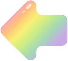 ぷるぷるしたイースターカラーグラデーションの立体矢印（左向き） © ろん じぇい