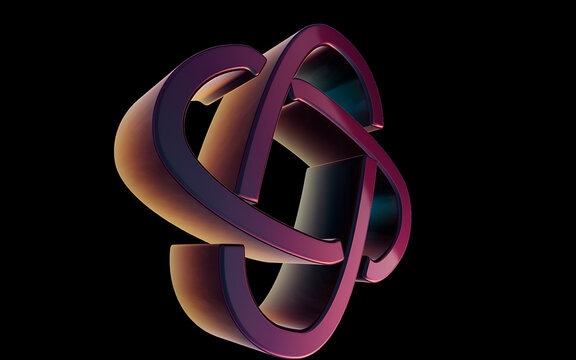 Abstract 3d glowing purple and pink torus knot design