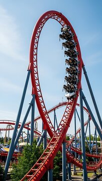 Roller Coaster Loop Extreme Thrill Ride Amusement Park Fun.