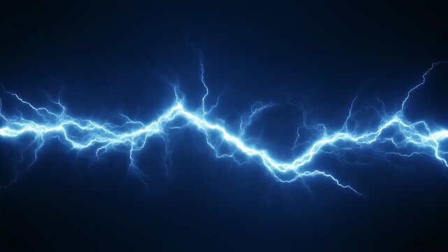 Bright blue electric discharge glowing horizontally across a dark background.