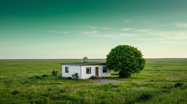 green grassland house