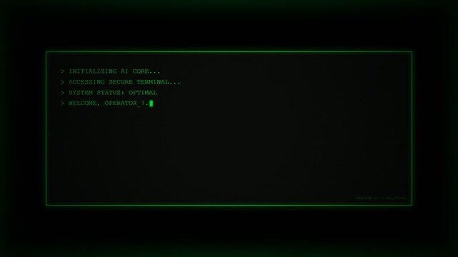 Green retro terminal screen with a flashing cursor and glowing text interface command line interface