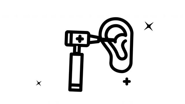 A simple otoscope icon animation ideal for medical, healthcare, and diagnostic concepts, showing a tool for inspecting human ear canals closely.
