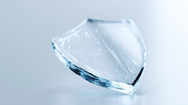 A broken shield made of glass, representing fragility and vulnerability