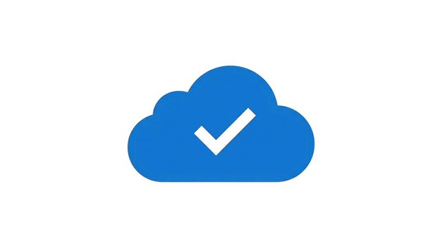 A cloud icon filling with blue liquid color indicating a successful upload process on white background screen