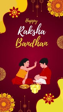 Raksha Bandhan Red and Yellow Illustrated Greeting Video Story