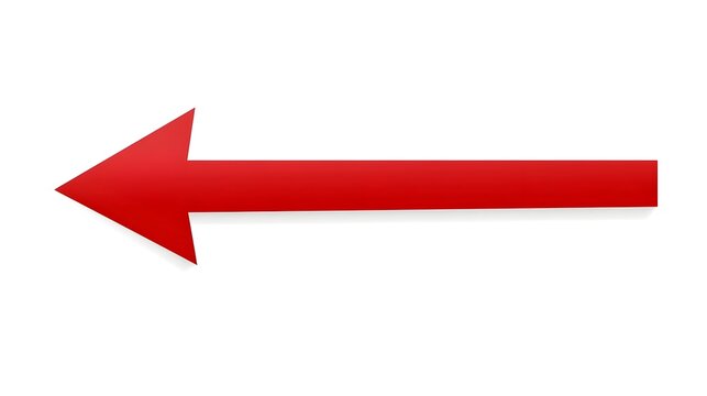 red arrow on white background. red arrow with straight triangular head pointing left on white background. vector illustration eps file. Stock Vector