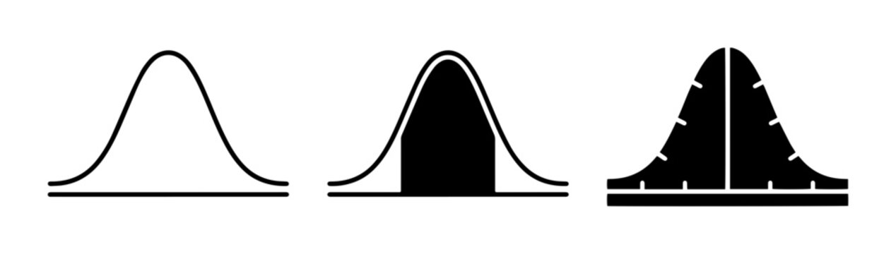 Statistical Distribution Curves, Normal Distribution Visuals, Data Analysis Icons