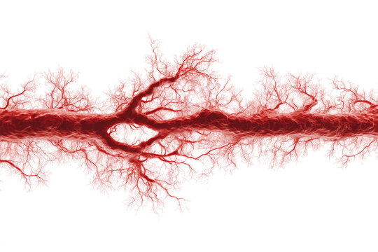 Close-Up View of Human Blood Vessels and Capillaries