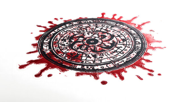 magical seal, red and black ink style