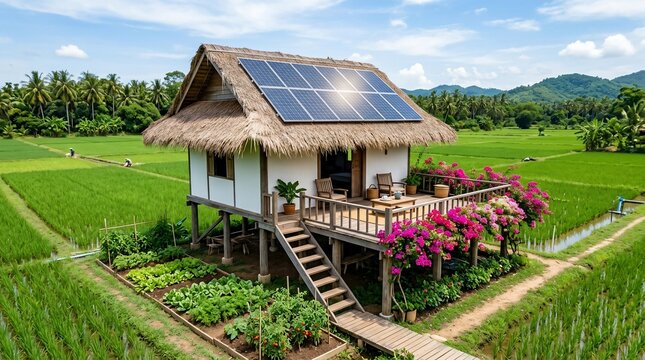 Solar powered hut