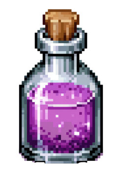 Potion Bottle with Purple Liquid for Retro Fantasy Game