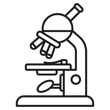 Laboratory optical microscope outline icon with microscope laboratory research analysis scientific microscopy experiment magnification discovery technique chemistry equipment medicine