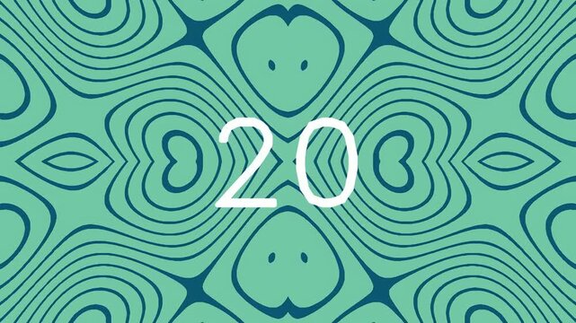 Abstract geometric pattern with number twenty in teal and navy