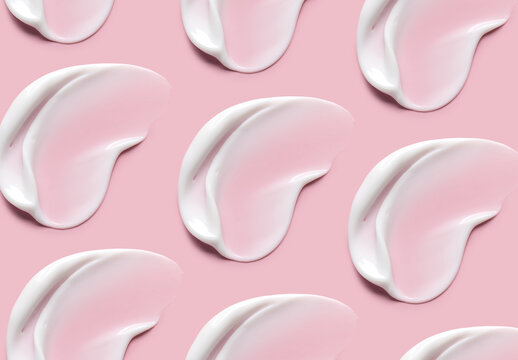 pattern cosmetic smears cream texture on pastel background