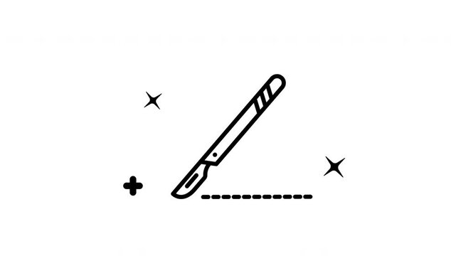 A simple scalpel icon animation, a vital tool for medical procedures. Perfect for healthcare, surgery, medical equipment, and educational graphic designs.