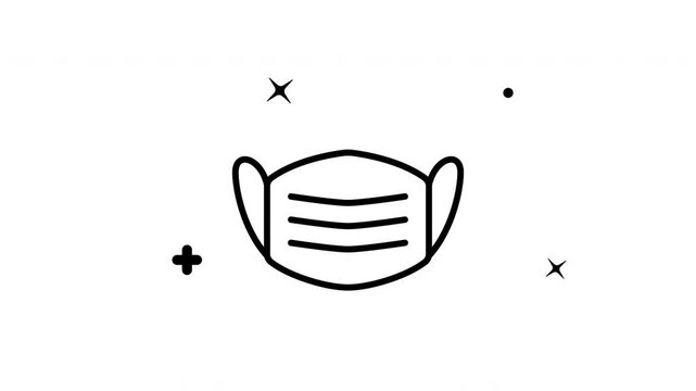A simple Medical mask icon animation outline illustration for health protection gear. Suitable for medical, safety, health, and hygienerelated designs. Perfect for icon or logo design.