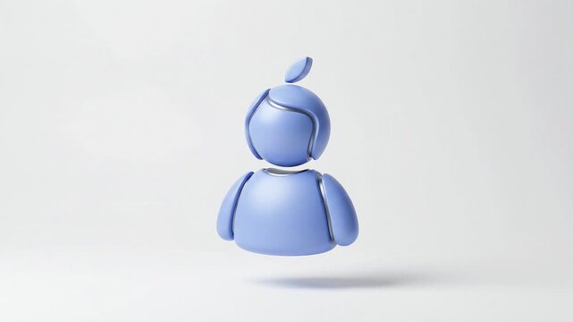 a 3d animated blue robot character floating against a clean white background with a spinning motion