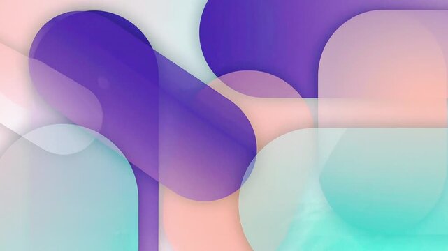 abstract background with rounded geometric shapes shifting and overlapping in a smooth and soft colorful motion