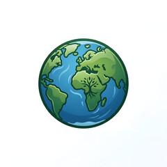 Fototapeta premium Global map showing continents and oceans in green and blue.