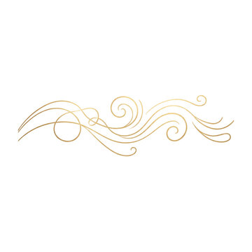 Gold Swirl Ribbon Line, Delicate Flourish Decoration PNG
