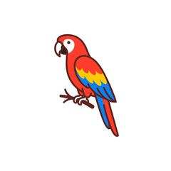 Obraz premium Colorful parrot perched on a rainbow striped branch.