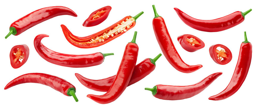 red hot chilli peppers isolated, full depth of field