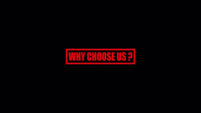 Why Choose Us Text Animation with Question Mark Icon, Modern Business Corporate Typography for Marketing and Presentation.