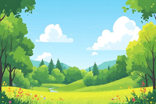 Serene forest valley under clear sky
